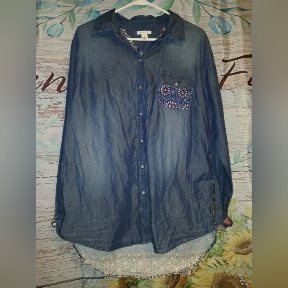 Westbound Indigo Shirt with Floral Detail